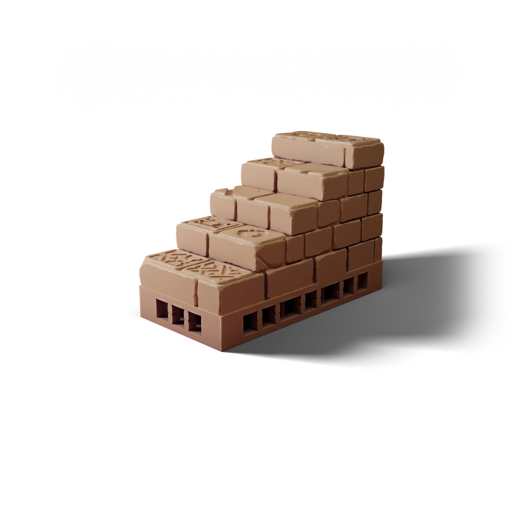 Wall 2×1 Stairs C — Wall 2×1 Stairs C — clean clay render