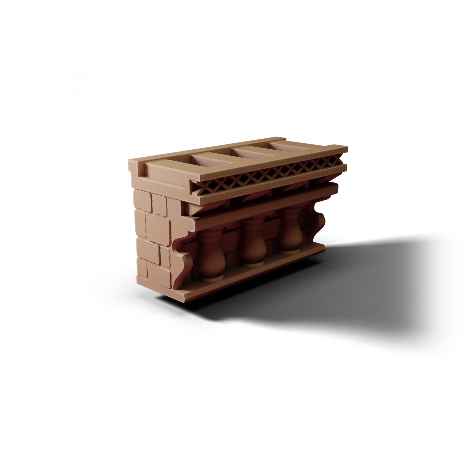 Wall Top 2×1 C — Wall Top 2×1 C — clean clay render
